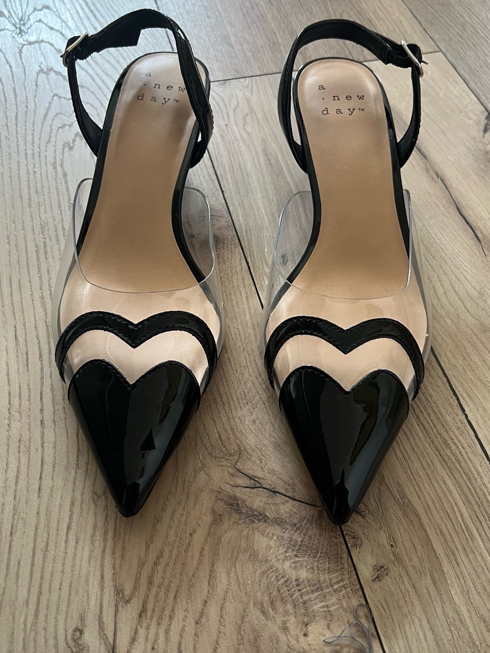 A New Day Black Pointed Slingback Kitten Heel Pumps Size 7